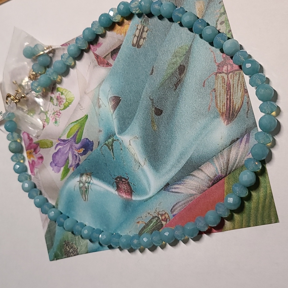 Necklace with Matching Earrings - Swarovski Aquamarine